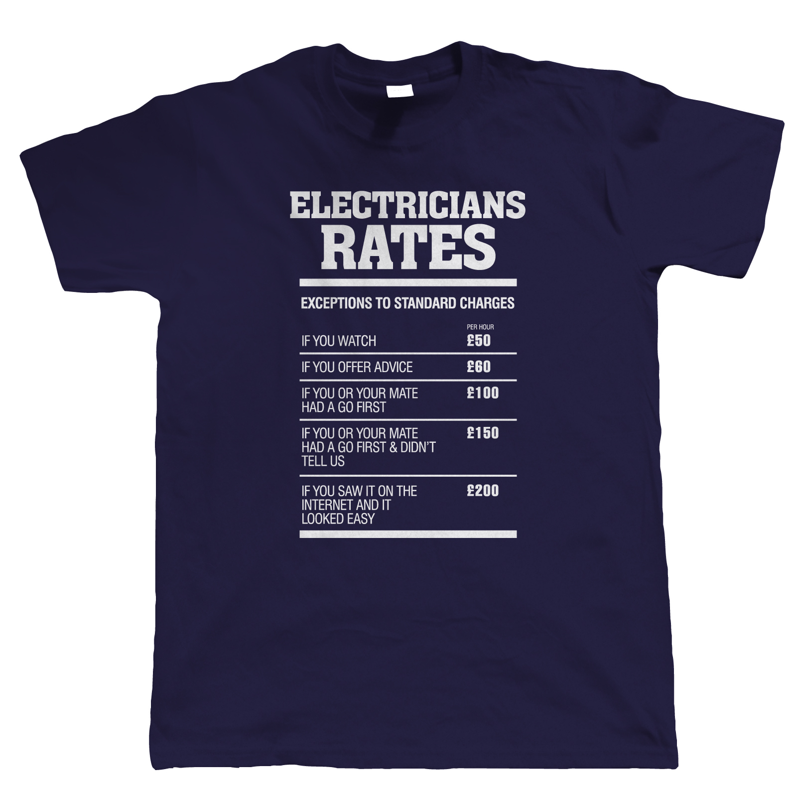 Electricians Rates Mens Funny T Shirt Gift for Electrician Dad Him
