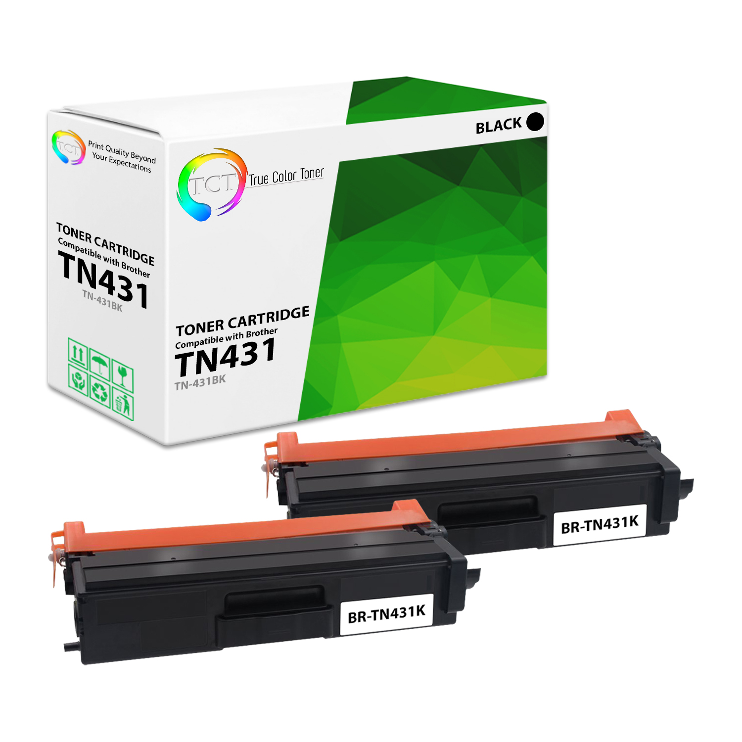 2pk TN433 TN431 Bk Toner Cartridge For Brother HL-L8260CDW L8360CDW MFC-L8610CDW