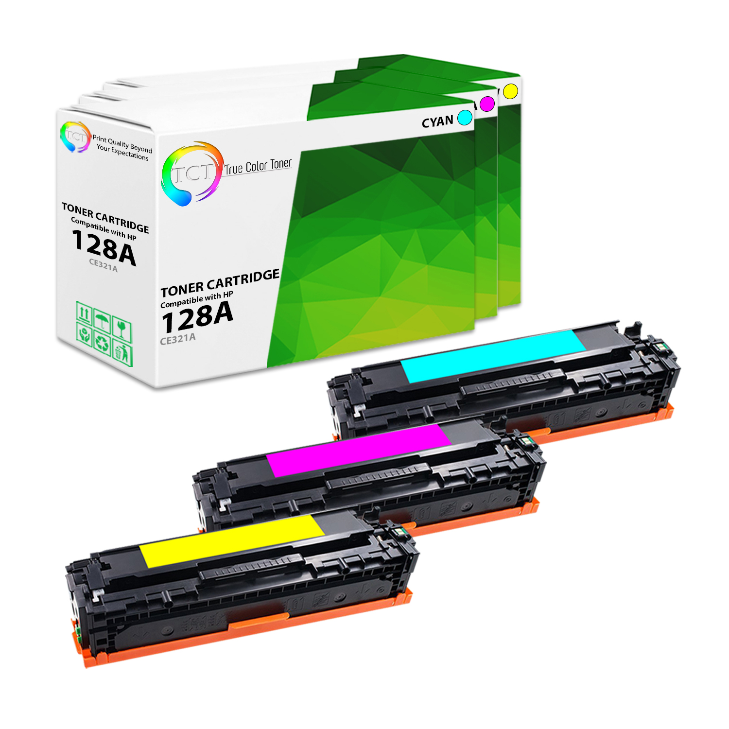 Compatible HP 128A Set of 4 B//C//Y//M CE320A CE321A CE322A CE323A CM1415FN//CP1525N