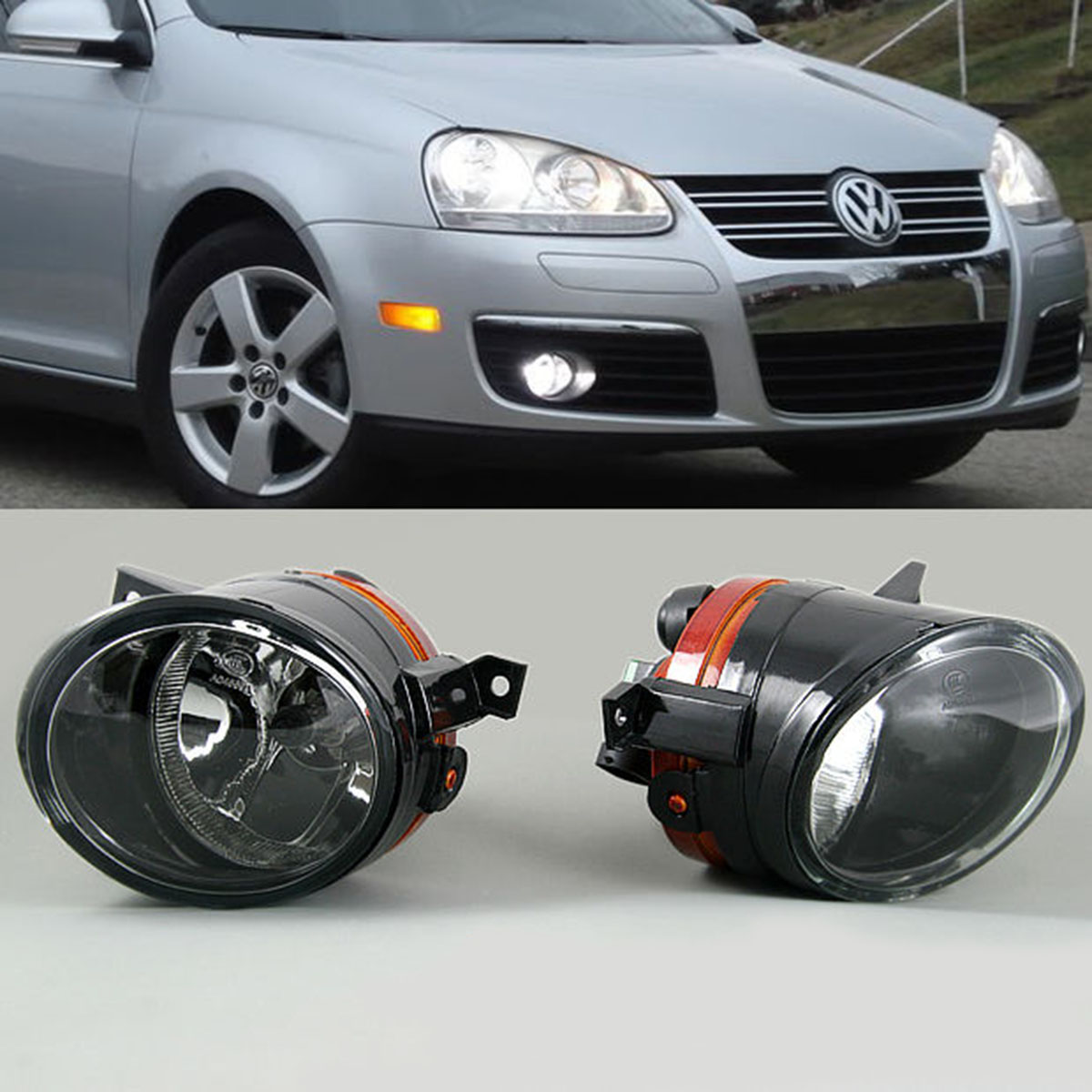 Pair Front Bumper Convex Lens Driving Lamp Fog Light for VW Golf GTI