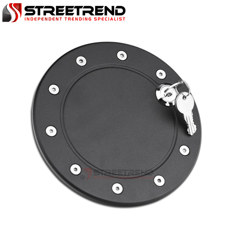 R/&L Racing Matte Black Aluminum Fuel Gas Door Cover Cap Lock Key 09-14 Ford F150 Pickup Truck