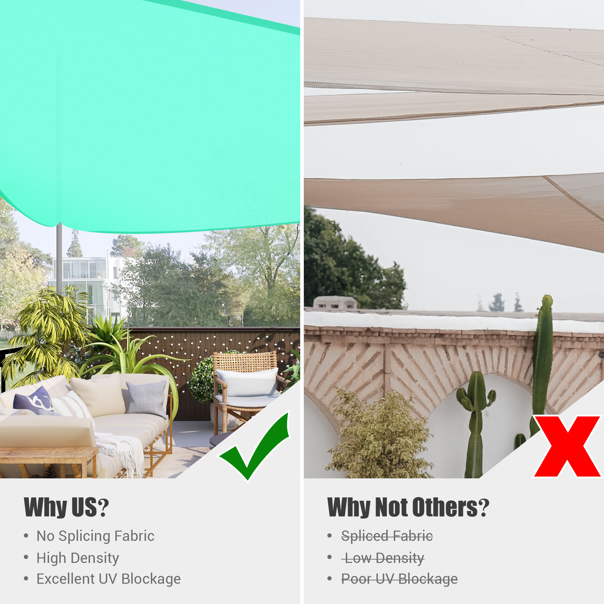 Triangle Sun Shade Sail Canopy UV Block Patio Yard Pool Outdoor Pearl