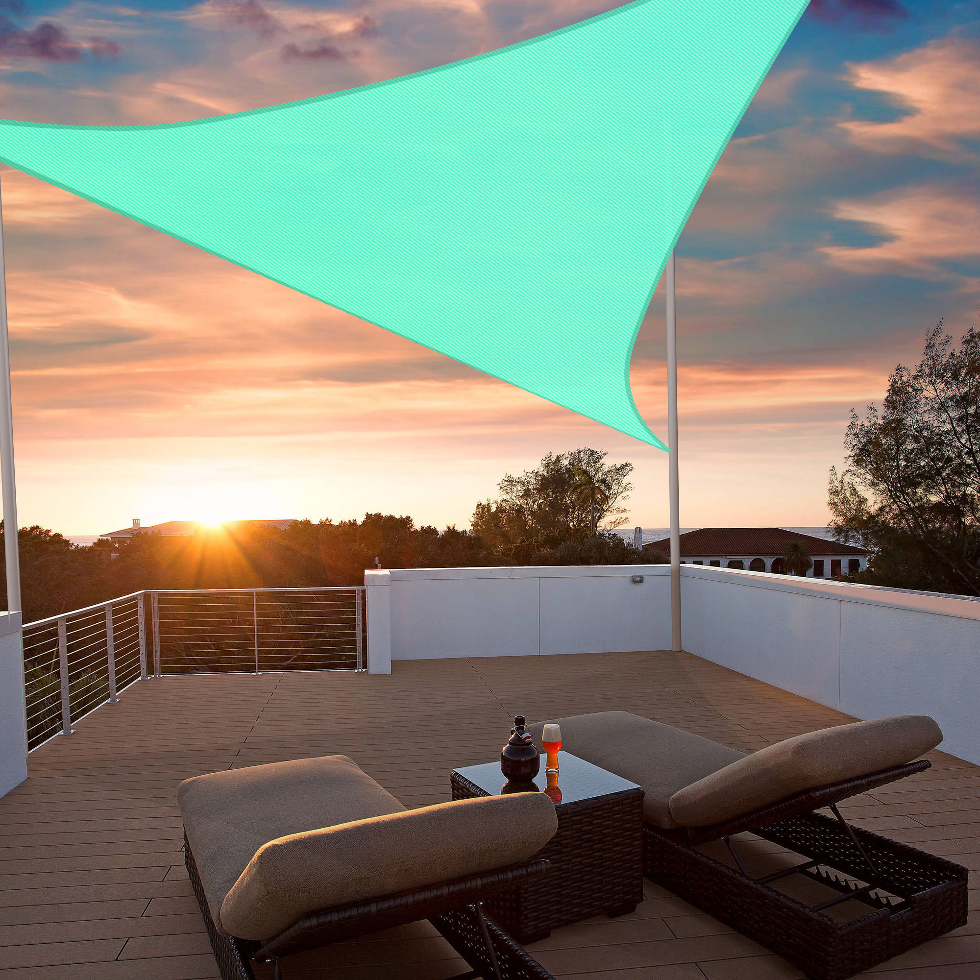 Triangle Sun Shade Sail Canopy UV Block Patio Yard Pool Outdoor Pearl