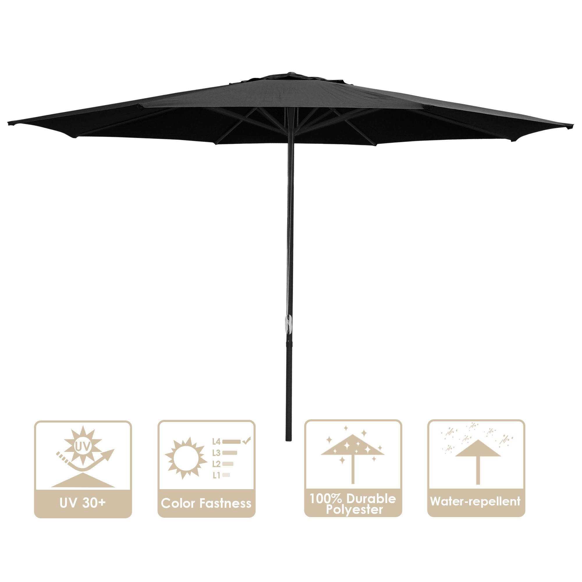13' FT Sun Shade Patio Aluminum Umbrella UV30+ Outdoor Market Garden Beach Deck - Picture 20 of 35