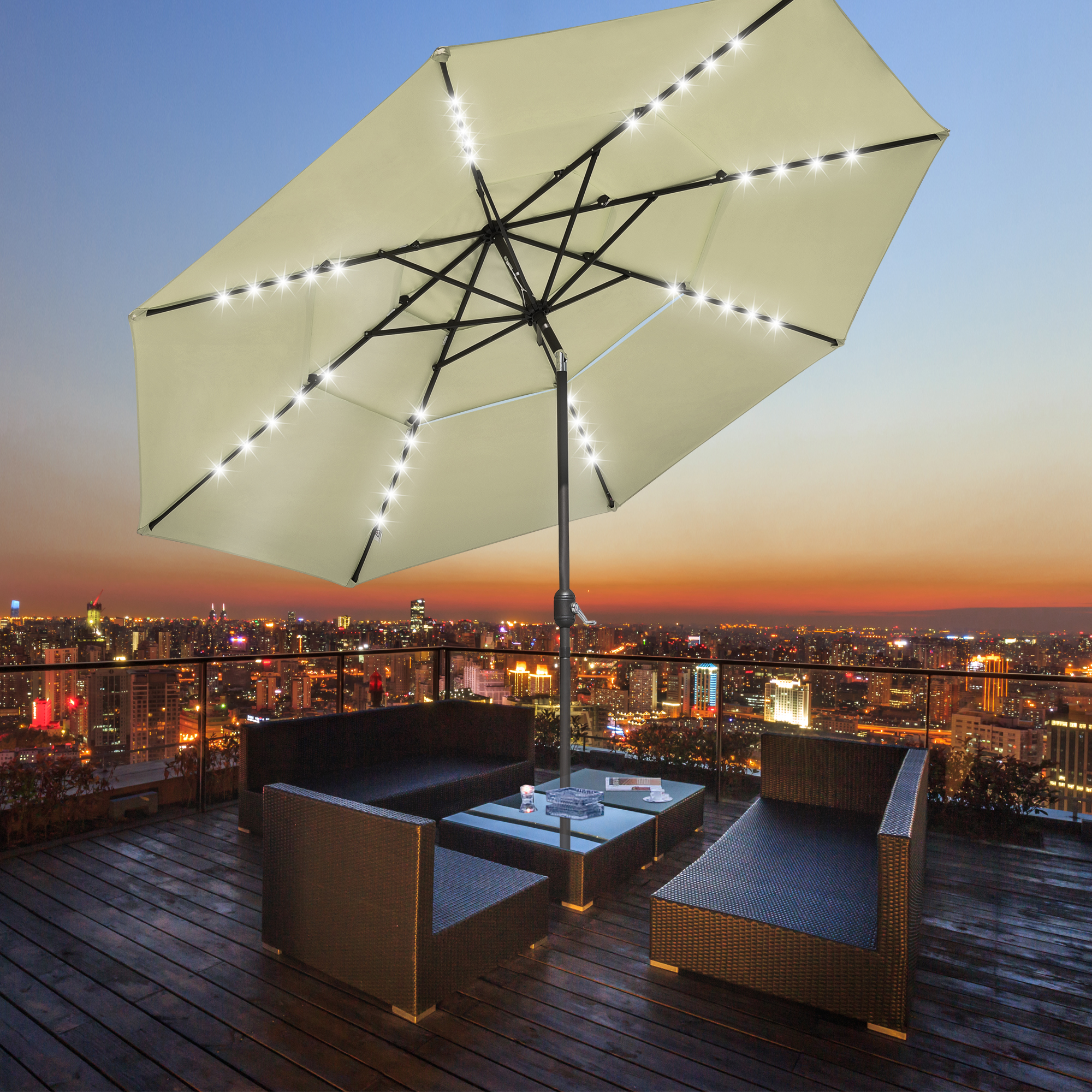 3-Tier 11 Ft Patio Umbrella with Solar Powered LED Crank Tilt Button Backyard | eBay 3-Tier 11 Ft Patio Umbrella with Solar Powered LED Crank Tilt Button Backyard | eBay