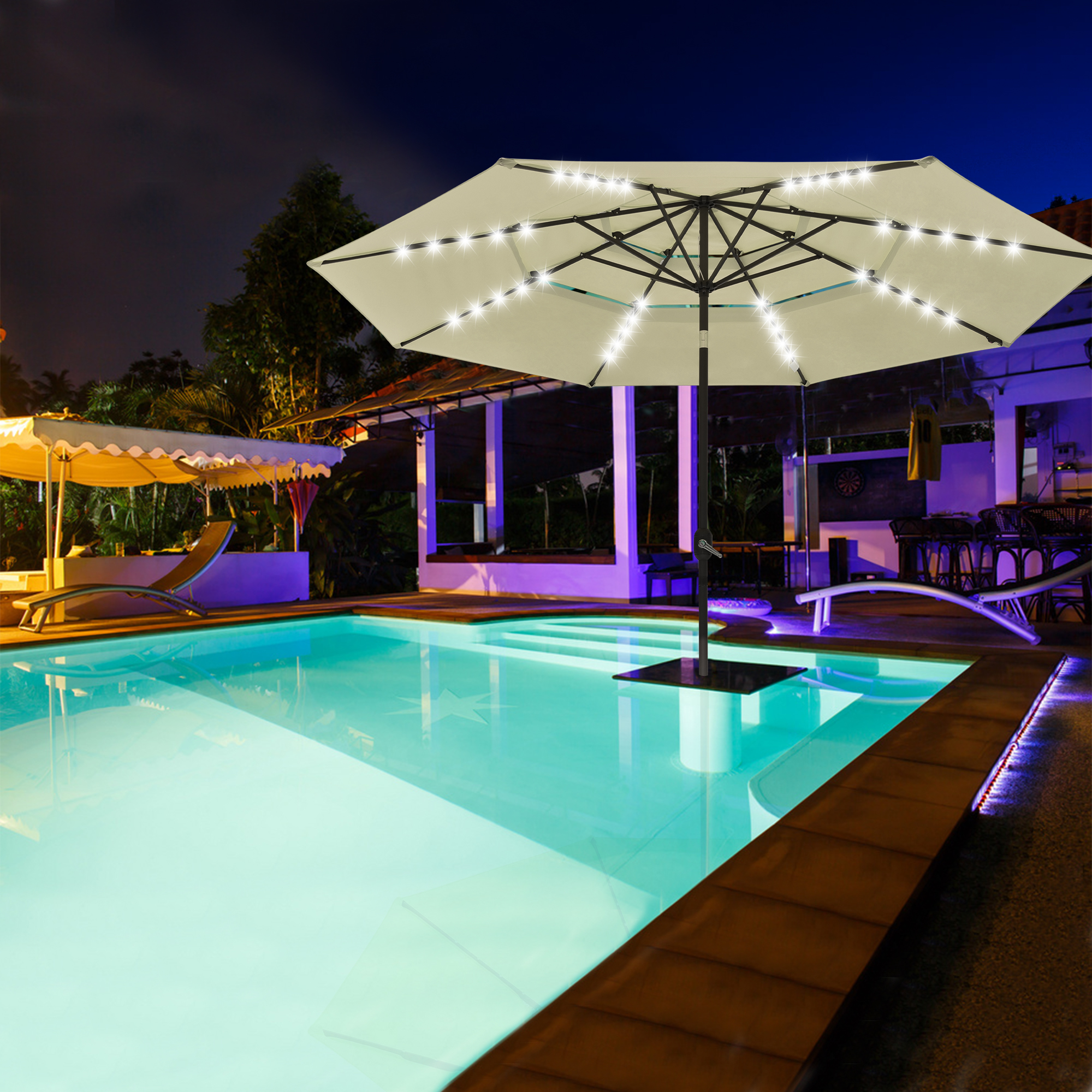 3-Tier 11 Ft Patio Umbrella with Solar Powered LED Crank Tilt Button Backyard | eBay 3-Tier 11 Ft Patio Umbrella with Solar Powered LED Crank Tilt Button Backyard | eBay