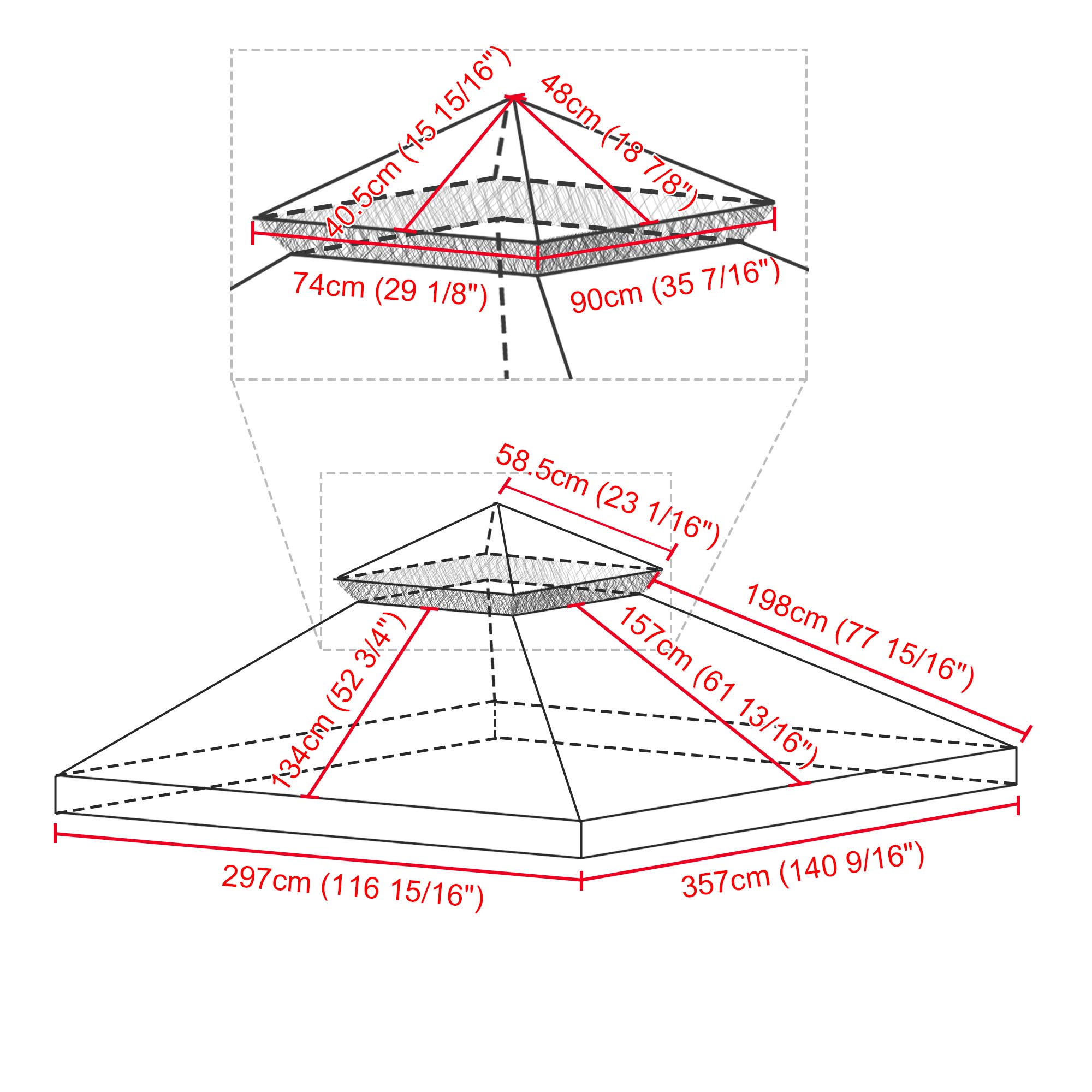 Gazebo Canopy Top Replacement 12x10' 2 Tier Patio Cover for Sunjoy L