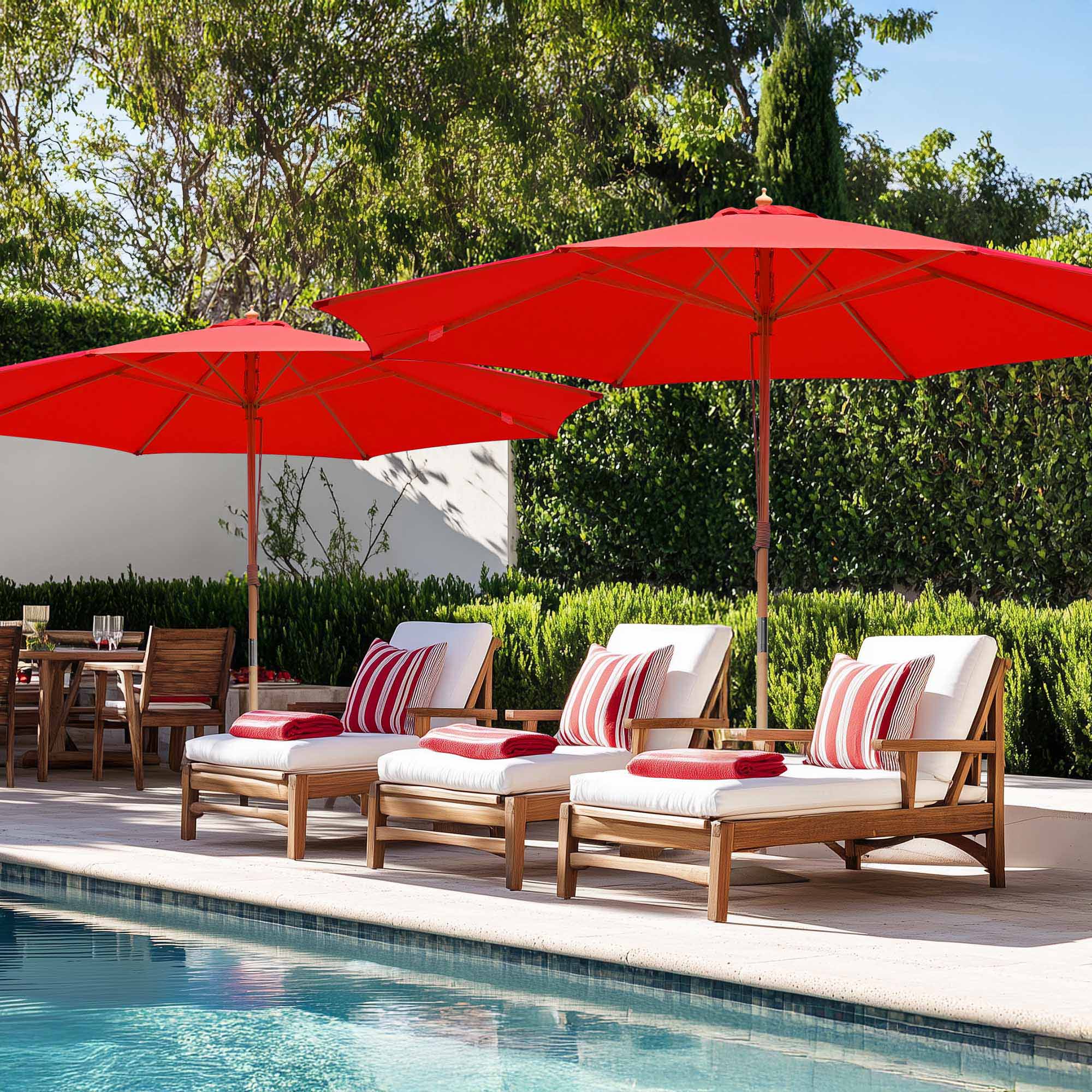 apluschoice patio umbrella Yescom 13ft XL Outdoor Patio Umbrella w/German Beech Wood Pole Beach Yard Garden Wedding Cafe Garden (Red)