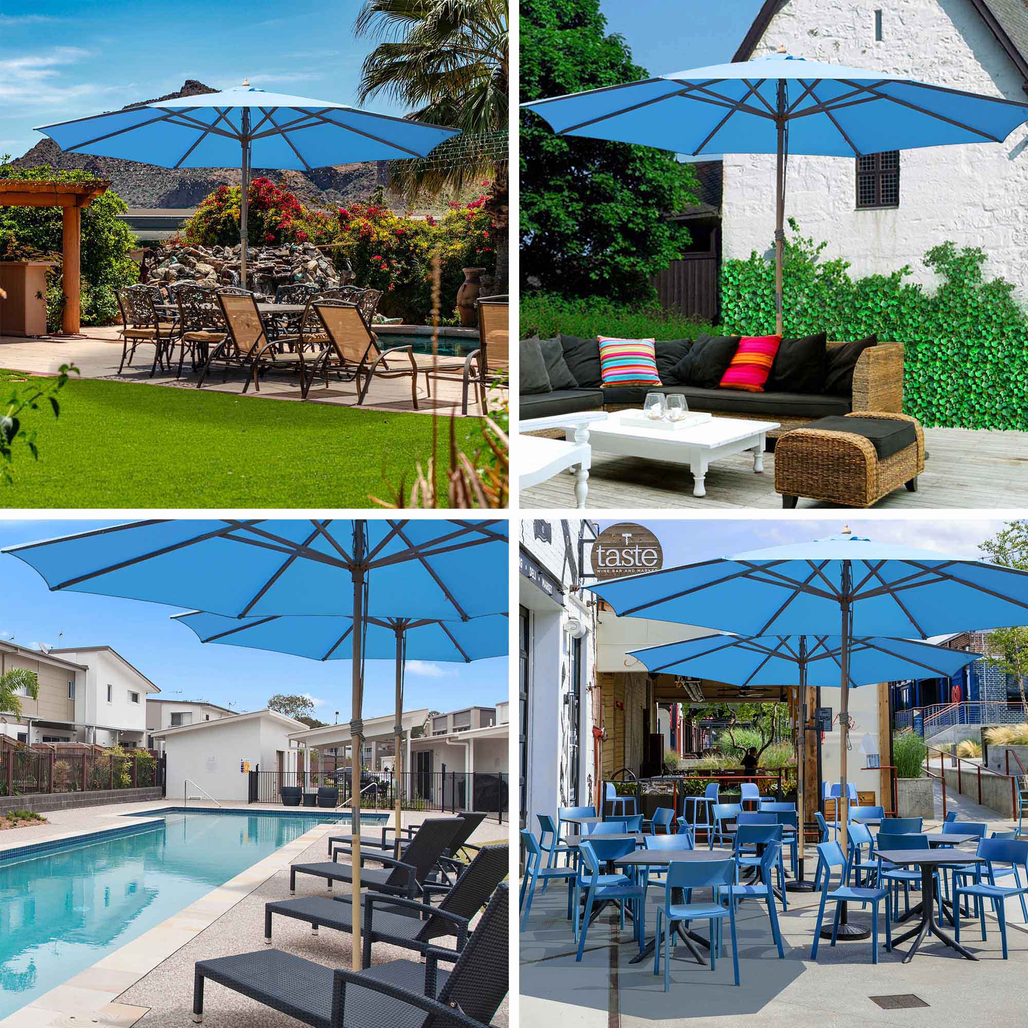 9' 13' Outdoor Patio Wood Umbrella Wooden Pole Market Beach Garden Sun Shade - Picture 5 of 67