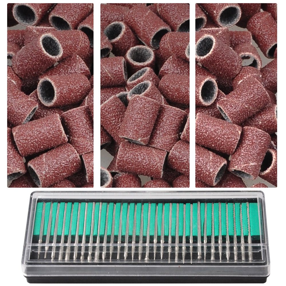 Byootique 300 Pcs Nail Drill Sanding Bands 80#/120#/180# Grits+30 File Drill Bit