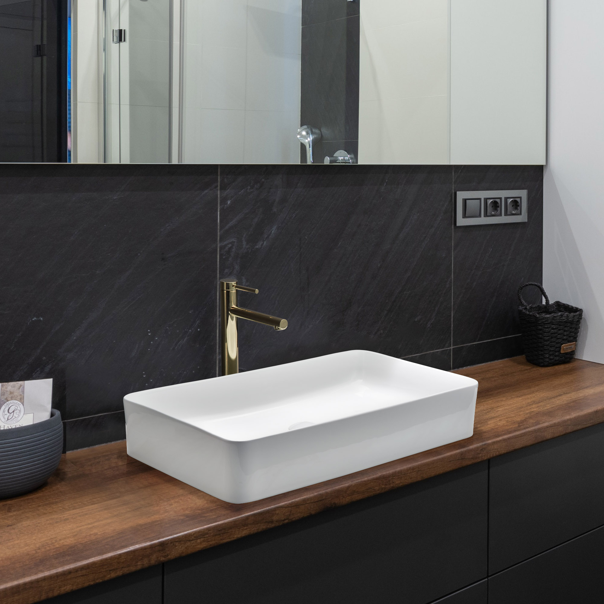 Aquaterior Bathroom Ceramic Countertop Vessel Sink Basin w/ Faucet Pop Up Drain - Picture 56 of 70