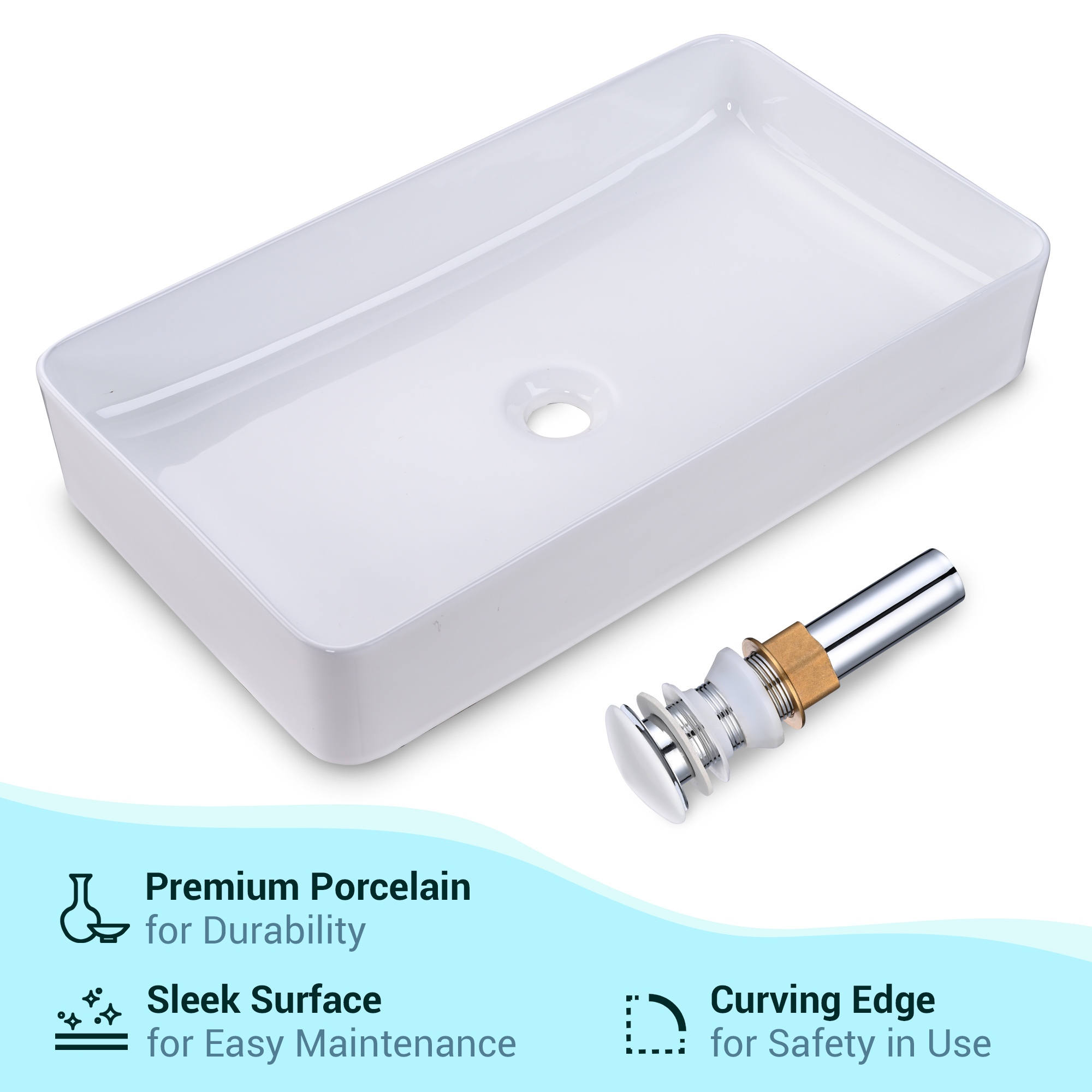 Aquaterior Bathroom Ceramic Countertop Vessel Sink Basin w/ Faucet Pop Up Drain - Picture 58 of 70