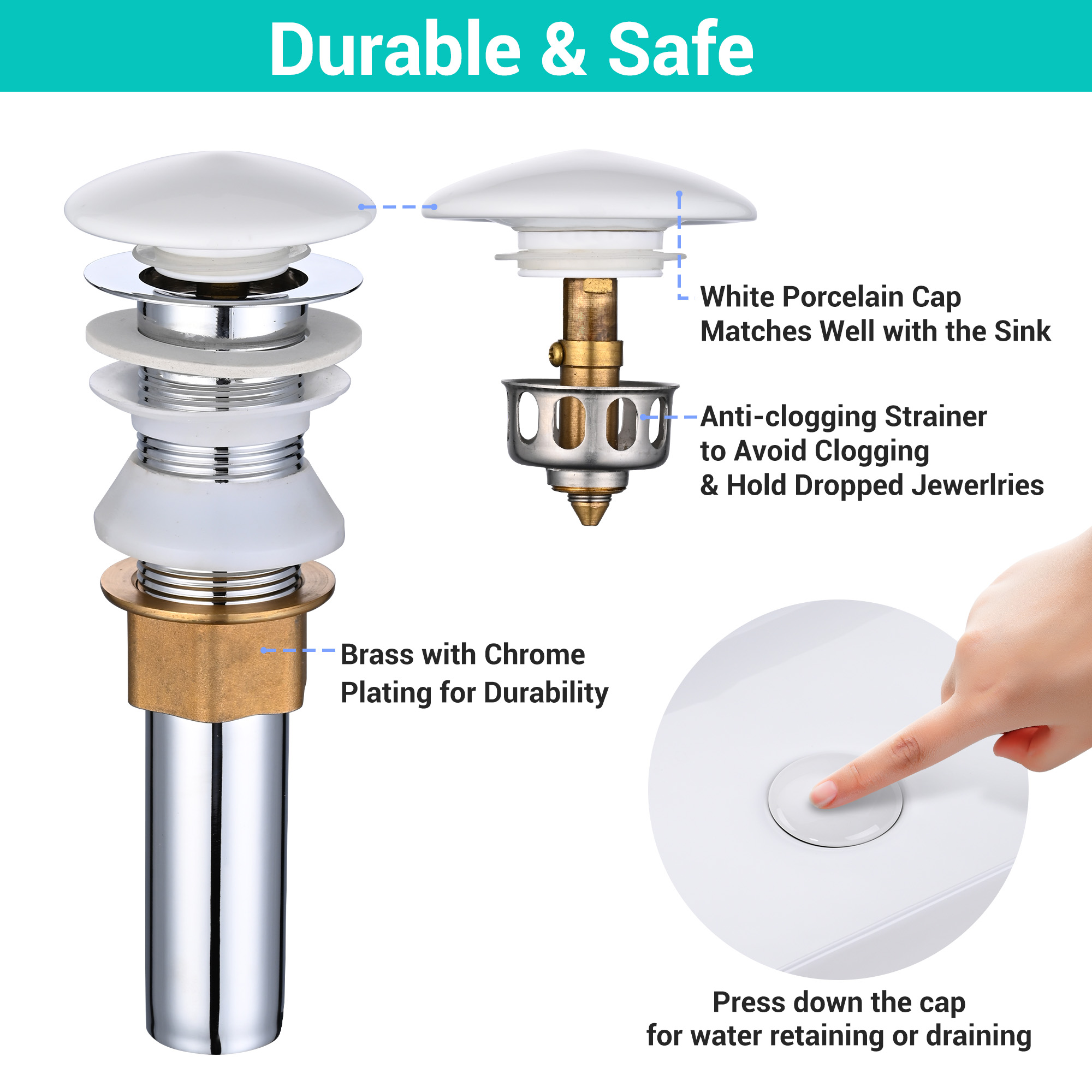 Aquaterior Bathroom Ceramic Countertop Vessel Sink Basin w/ Faucet Pop Up Drain - Picture 59 of 70