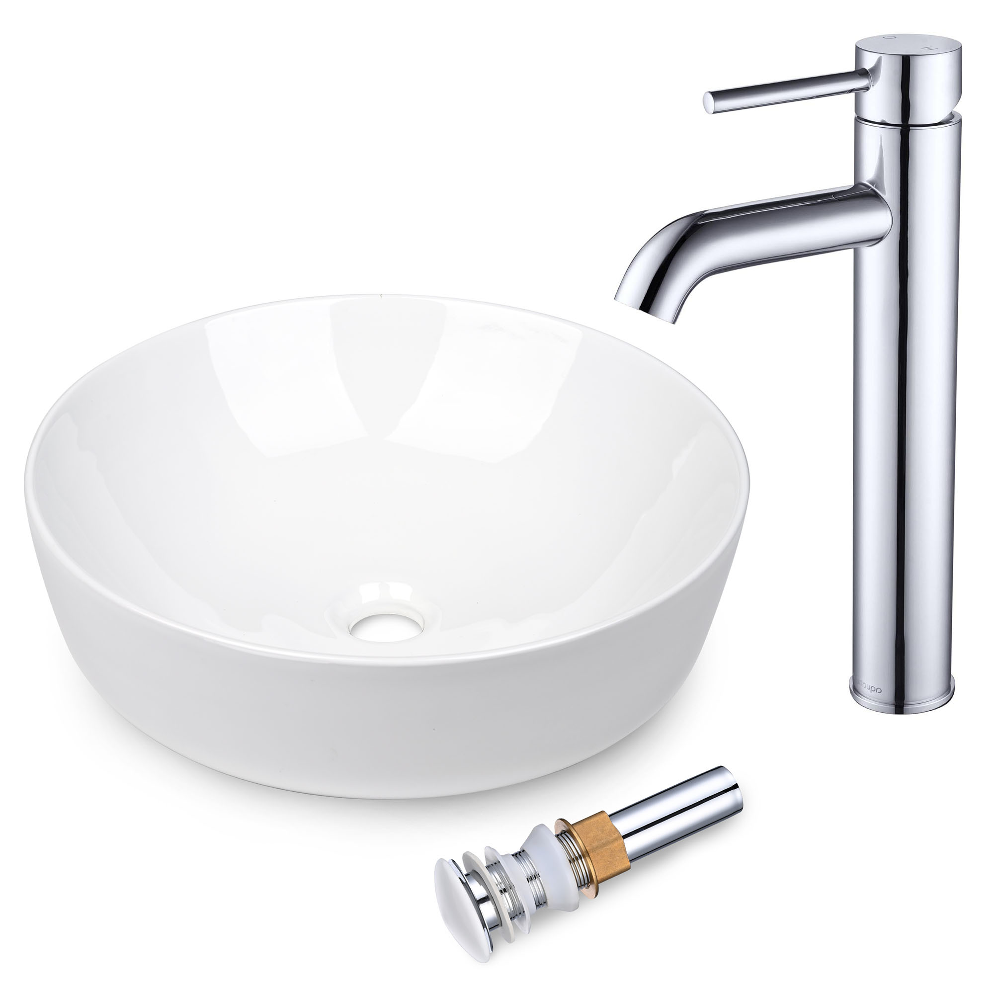 Aquaterior Bathroom Ceramic Countertop Vessel Sink Basin w/ Faucet Pop Up Drain - Picture 11 of 70