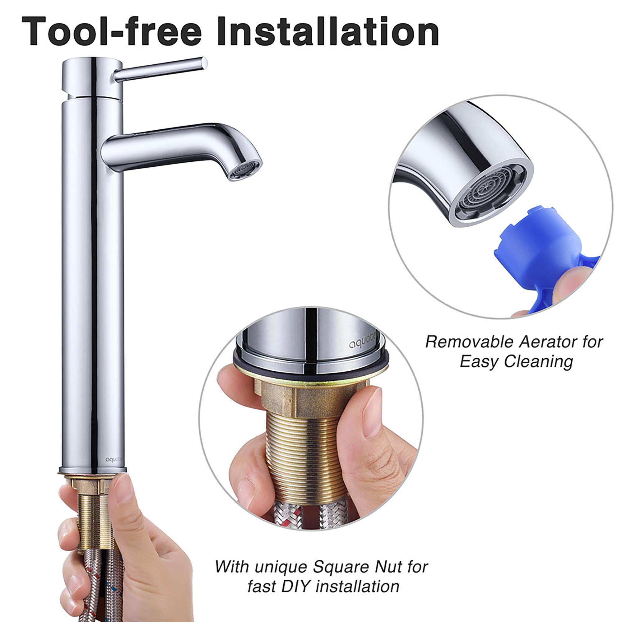 Aquaterior Bathroom Ceramic Countertop Vessel Sink Basin w/ Faucet Pop Up Drain - Picture 15 of 70