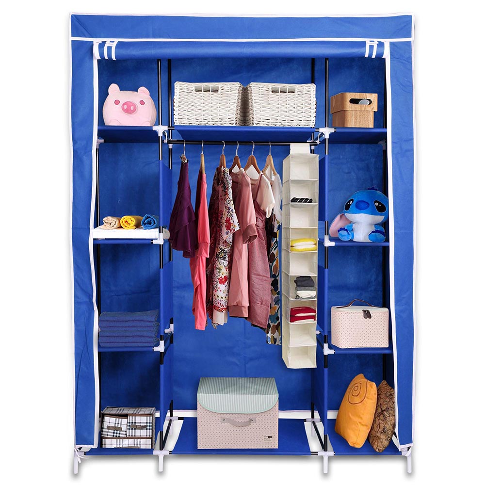 50" Portable Wardrobe Organizer Clothes Closet Rack Hanging Storage
