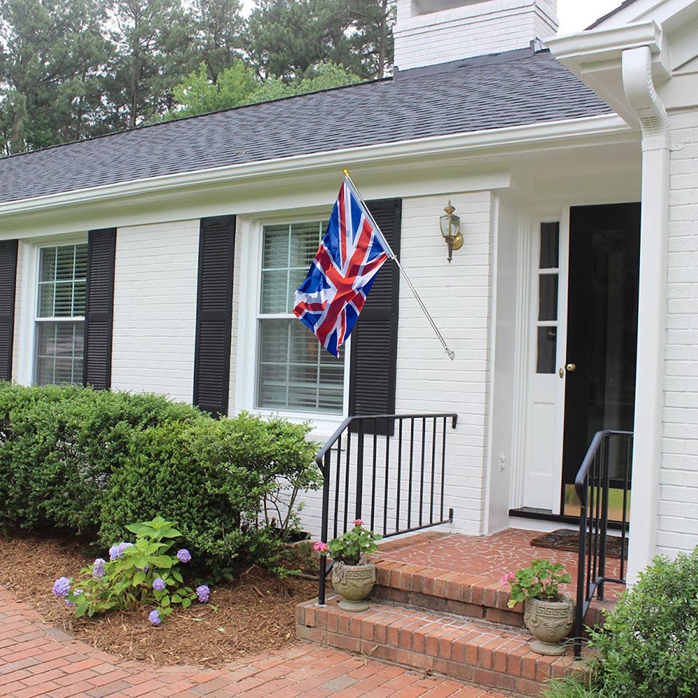 6.5ft/2m Aluminum Telescopic Flag Pole Wall Mounted Flagpole UK Flag