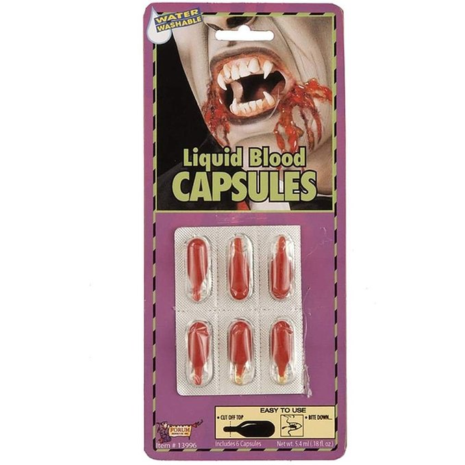 Fake Red Blood Caps Capsules Vampire Theatrical Stage Makeup Costume