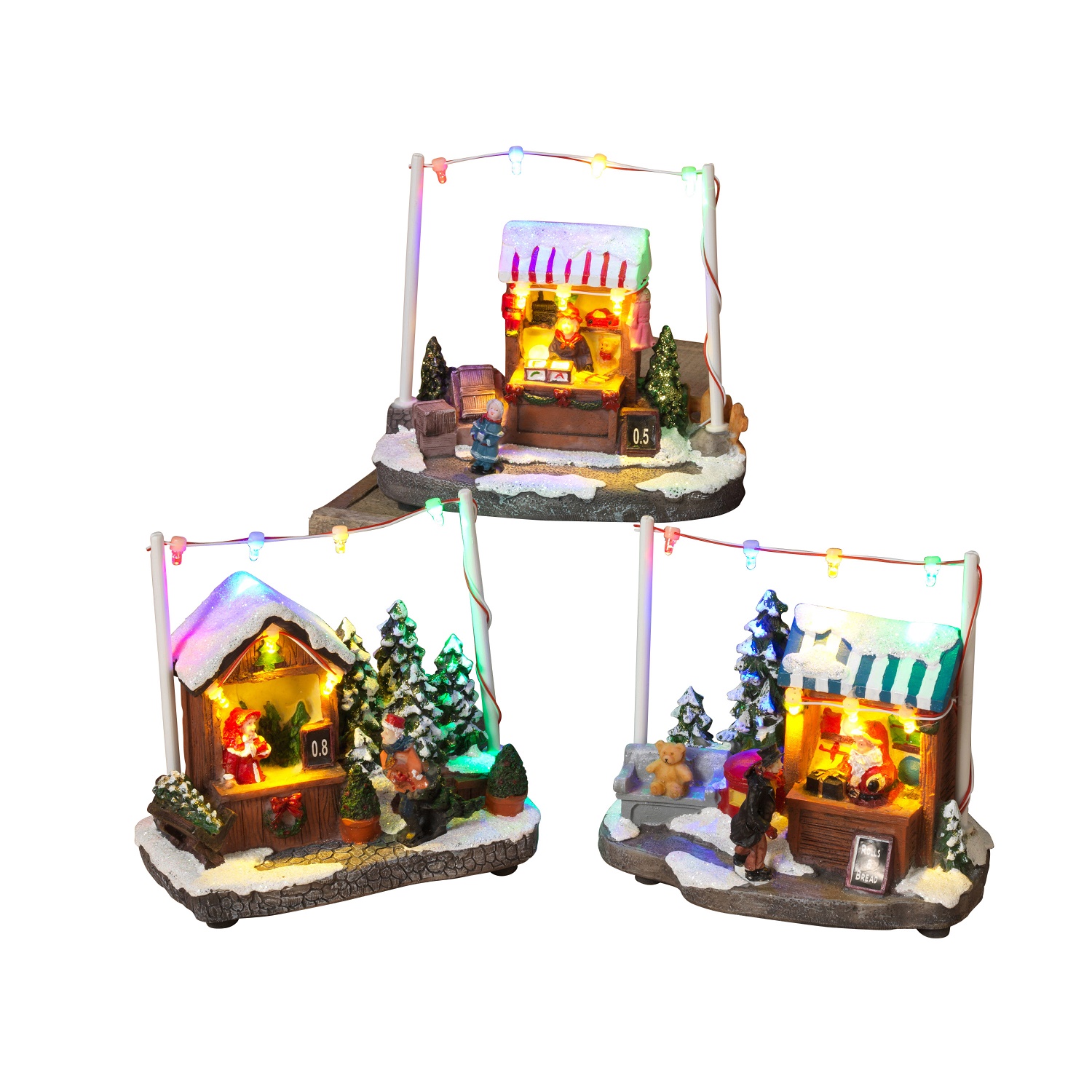 set of 3 christmas snow village town scene light up set of 3 christmas snow village town scene light up