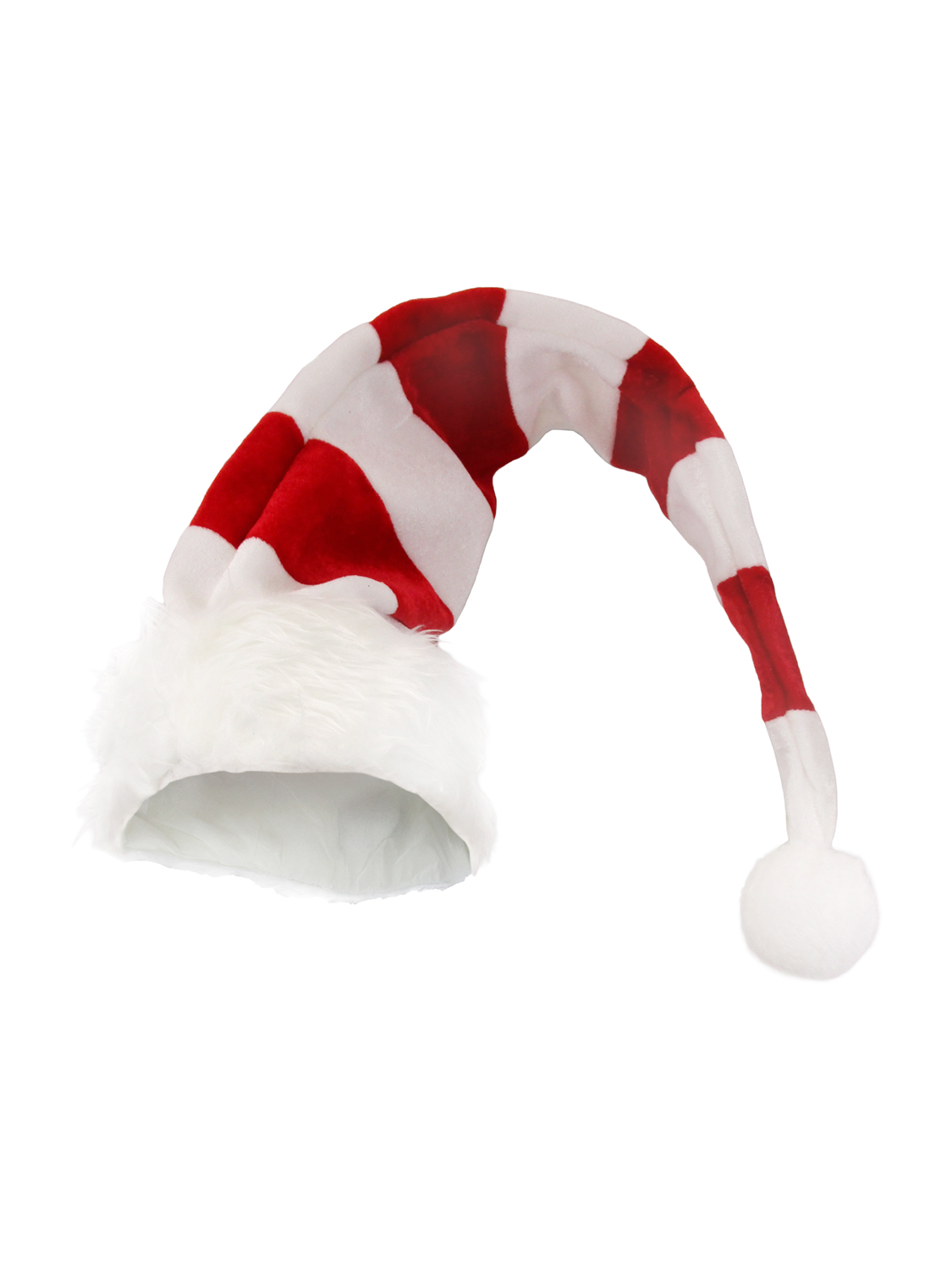 White Red Striped Light Up Candy Cane Striped Cap Elf Christmas Adult Costume