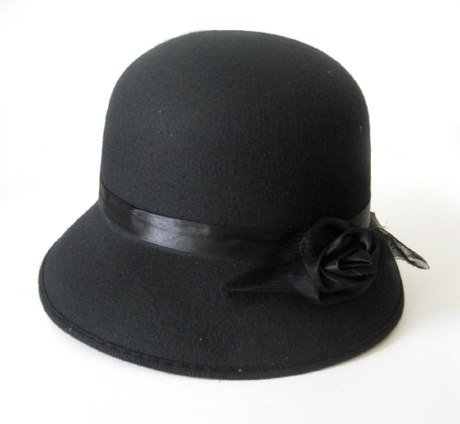 Black Cloche Roaring 20/'S Ladies Flapper Hat Cap Womens Adult Costume Accessory
