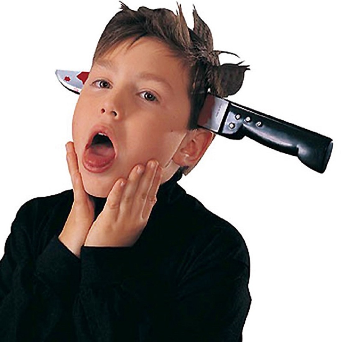 Knife Through Thru Head Fake Weapon Joke Gag Toy Funny Costume