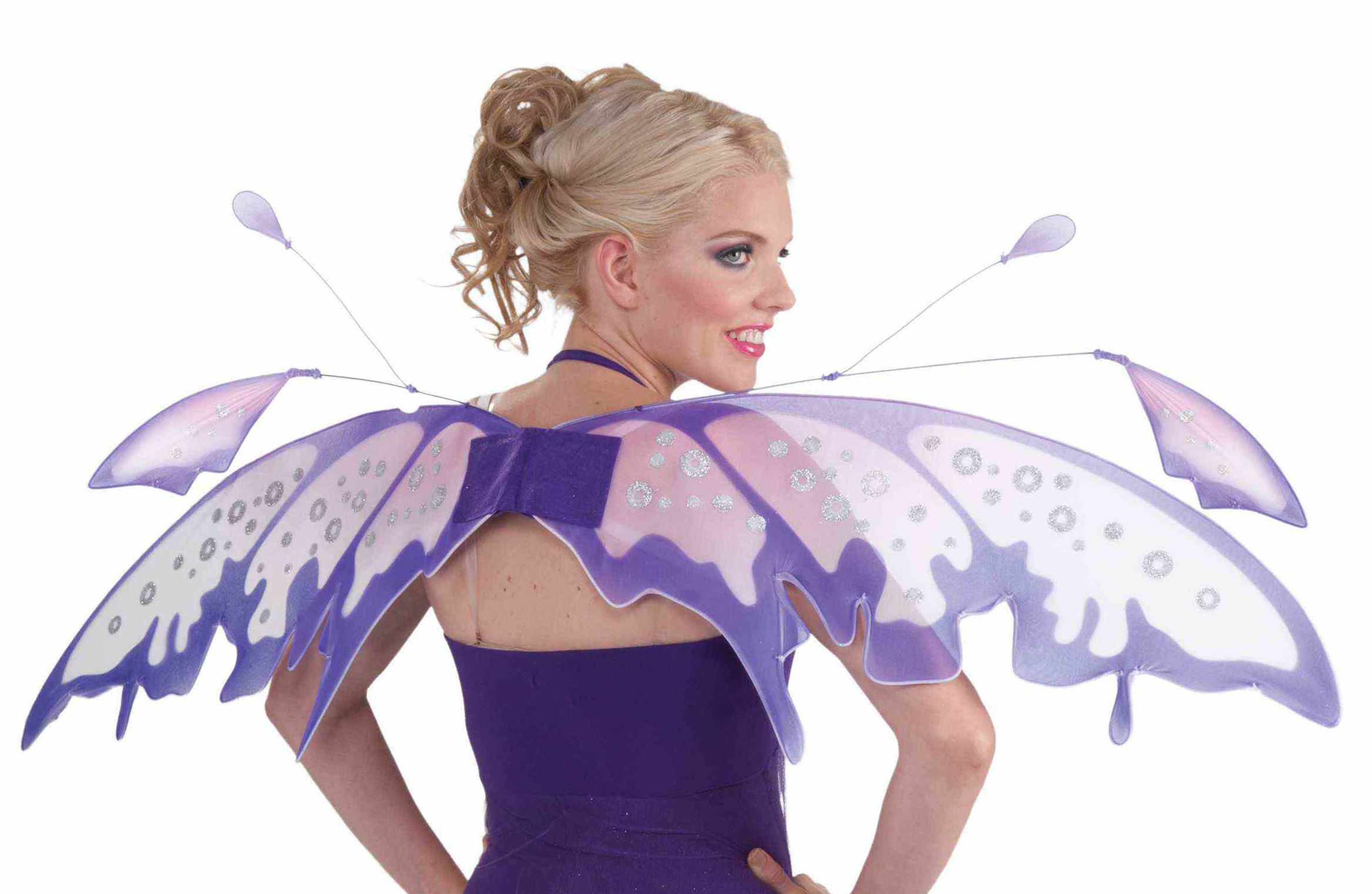 Sparkling Blue Fantasy Butterfly Fairy Wings Tinkerbell Womens Costume Accessory