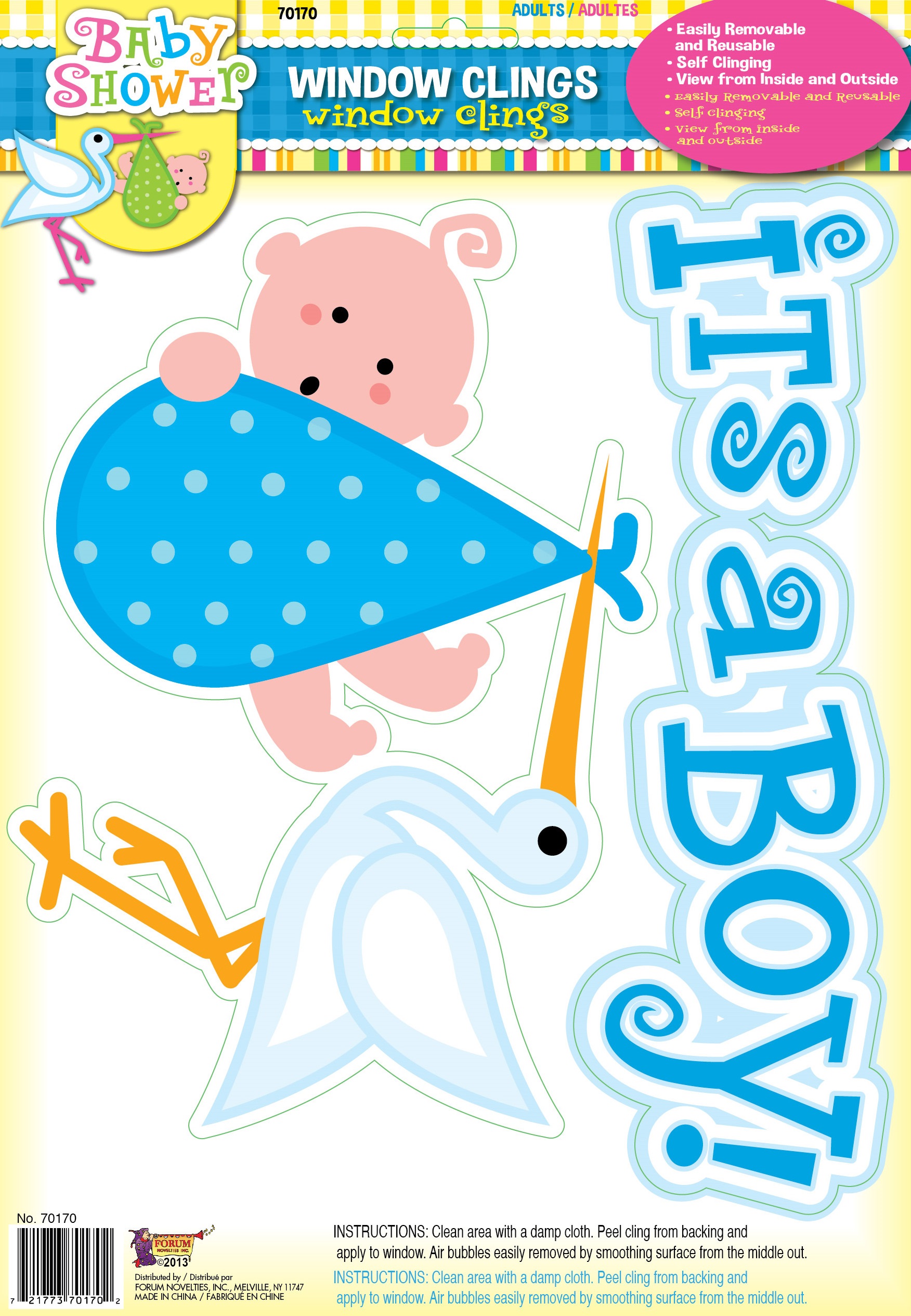 Its A Boy Window Cling Baby Shower Birth Announcement Sticker Decor