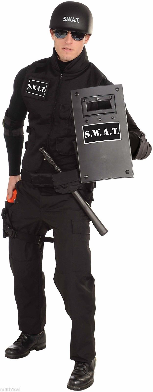 Swat Team Black Plastic Shield Armor Police Officer Adult Costume Accessory 721773708473 eBay