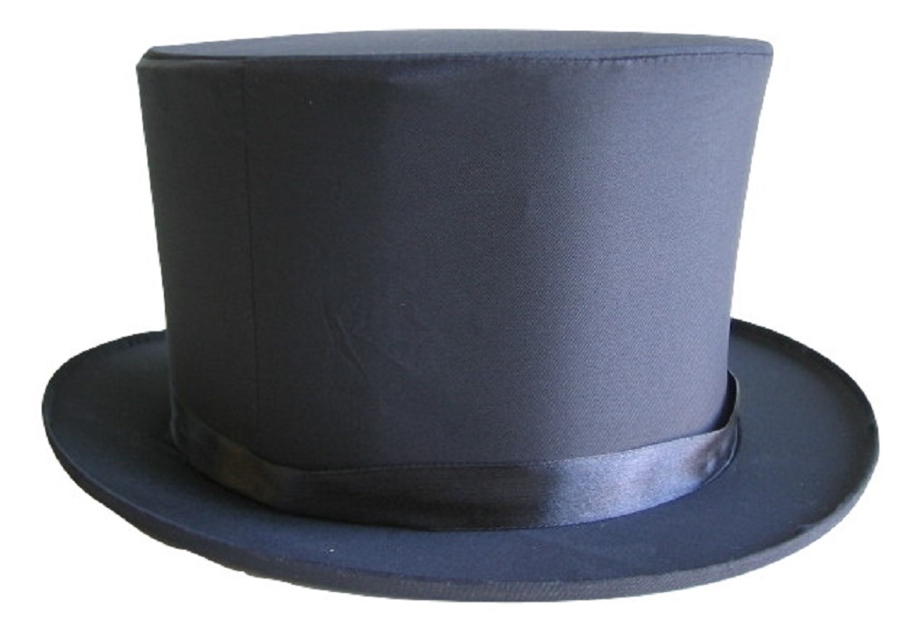 Collapsible PopUp Folding Top Hat Tuxedo Formal Satin Silk Black