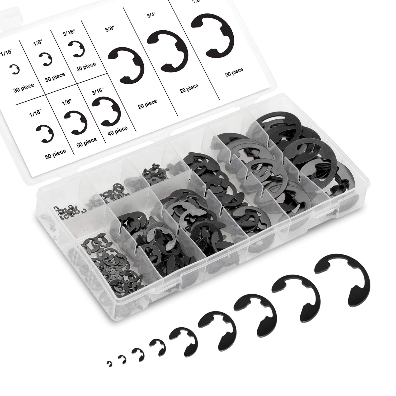 300pc E Clip Eclip Retaining Ring Assortment Radial External Shop Garage