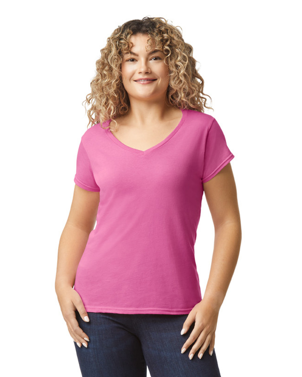 Gildan Softstyle Ladies' V-Neck Short Sleeve T-Shirt - Picture 3 of 17