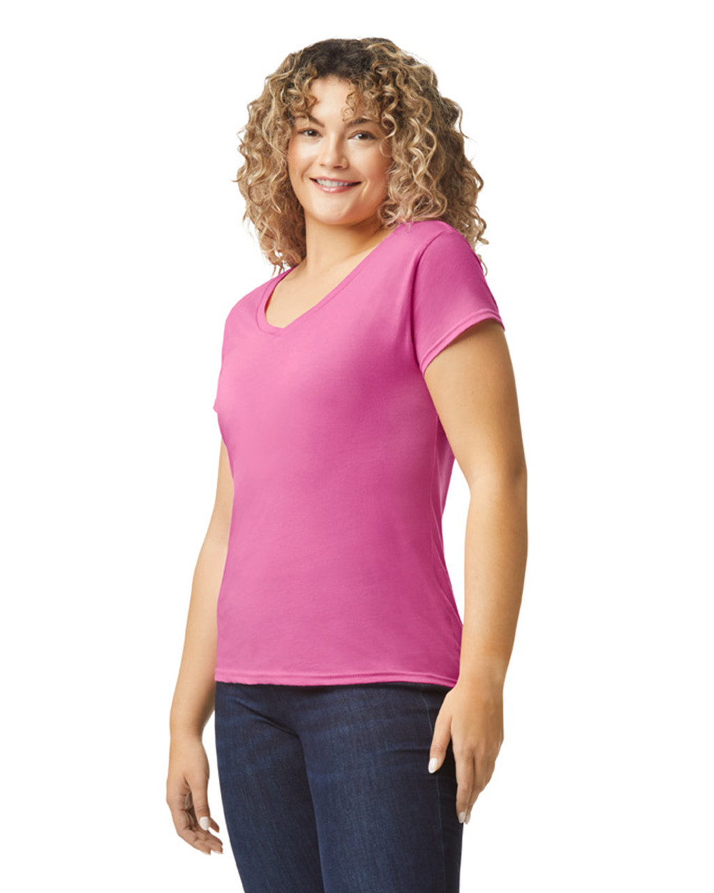Gildan Softstyle Ladies' V-Neck Short Sleeve T-Shirt - Picture 5 of 17