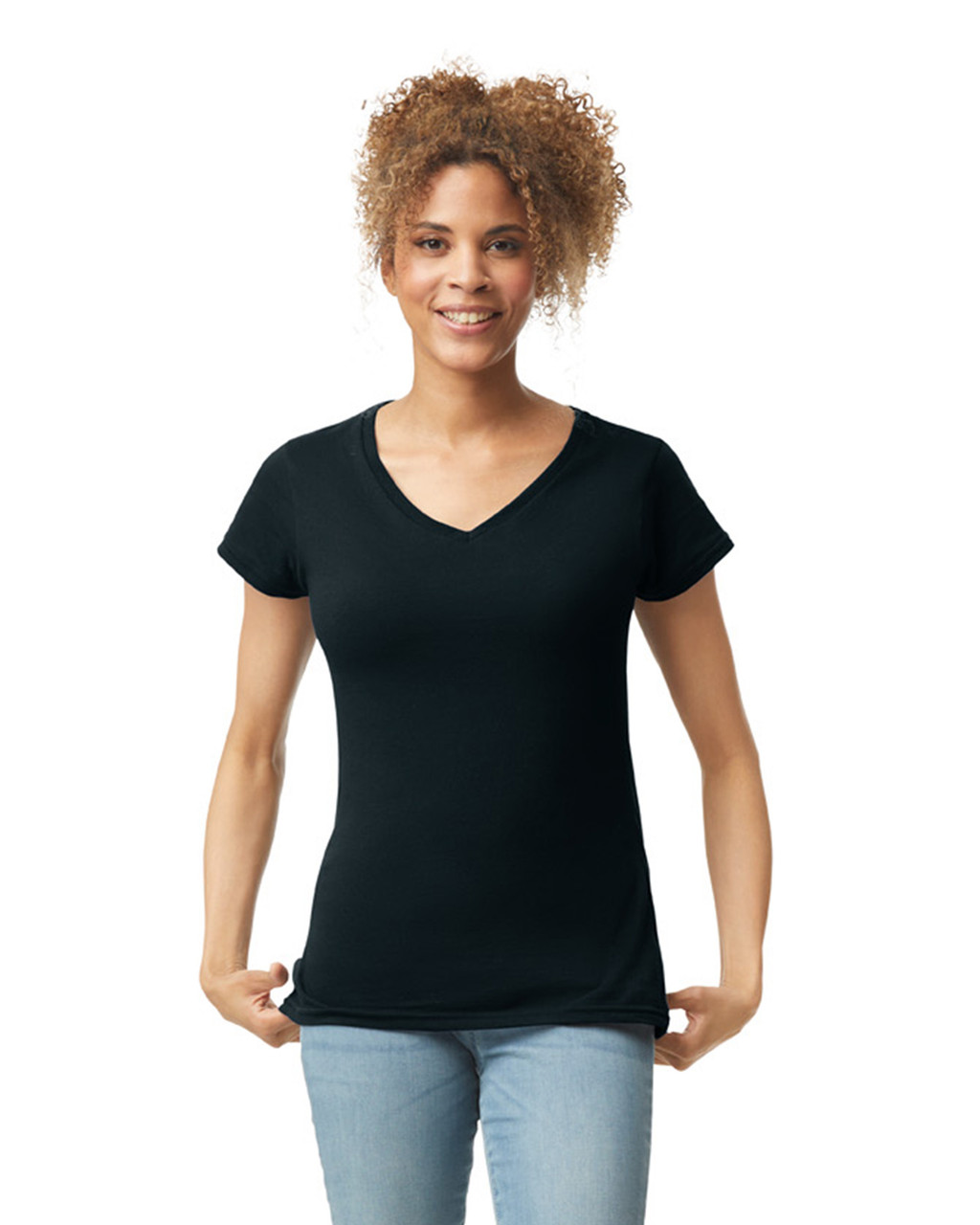 Gildan Softstyle Ladies' V-Neck Short Sleeve T-Shirt - Picture 6 of 17