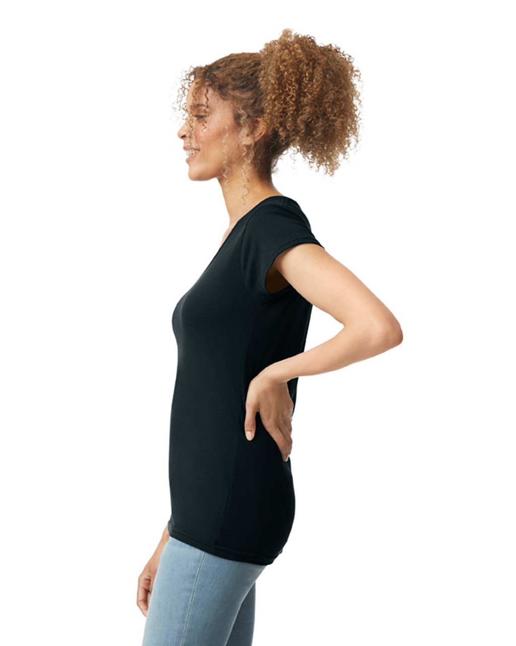 Gildan Softstyle Ladies' V-Neck Short Sleeve T-Shirt - Picture 8 of 17