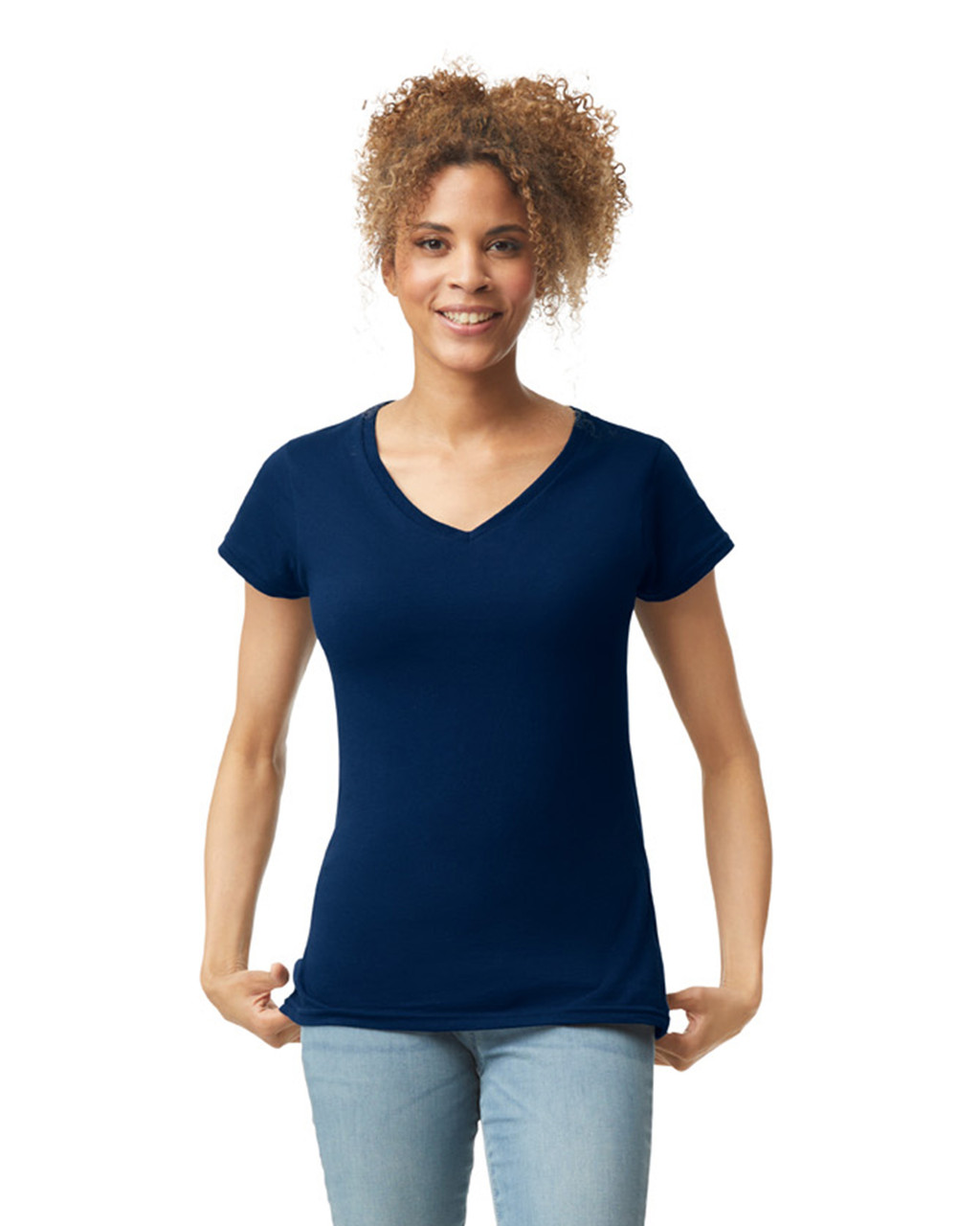 Gildan Softstyle Ladies' V-Neck Short Sleeve T-Shirt - Picture 9 of 17
