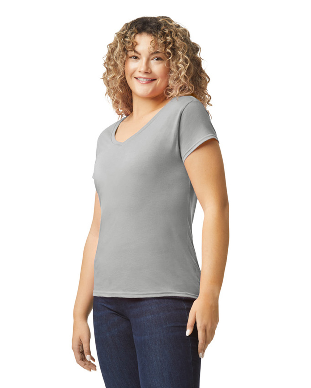 Gildan Softstyle Ladies' V-Neck Short Sleeve T-Shirt - Picture 14 of 17