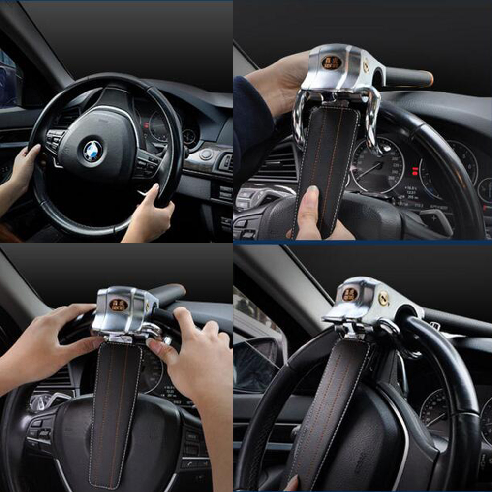 Foldable Vehicle Car Steering Wheel Security Lock With 2 Keys Anti
