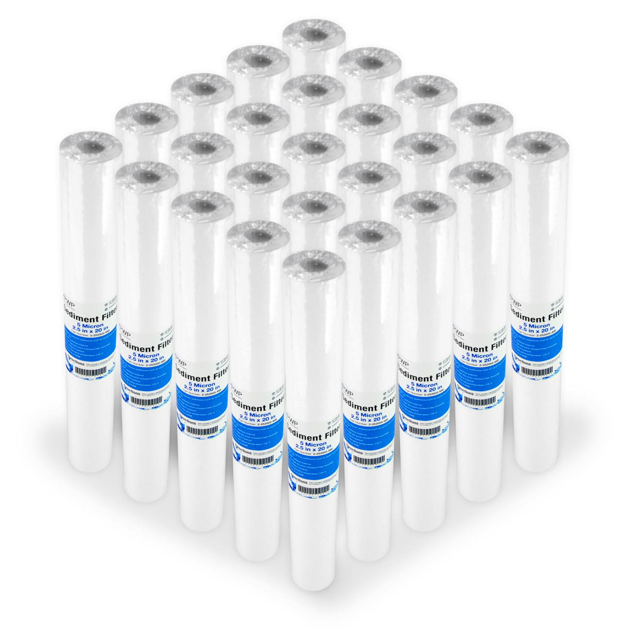Sediment Melt Blown Water Filter Cartridge Standard 2.5x10/" 5 Micron 25 Pack