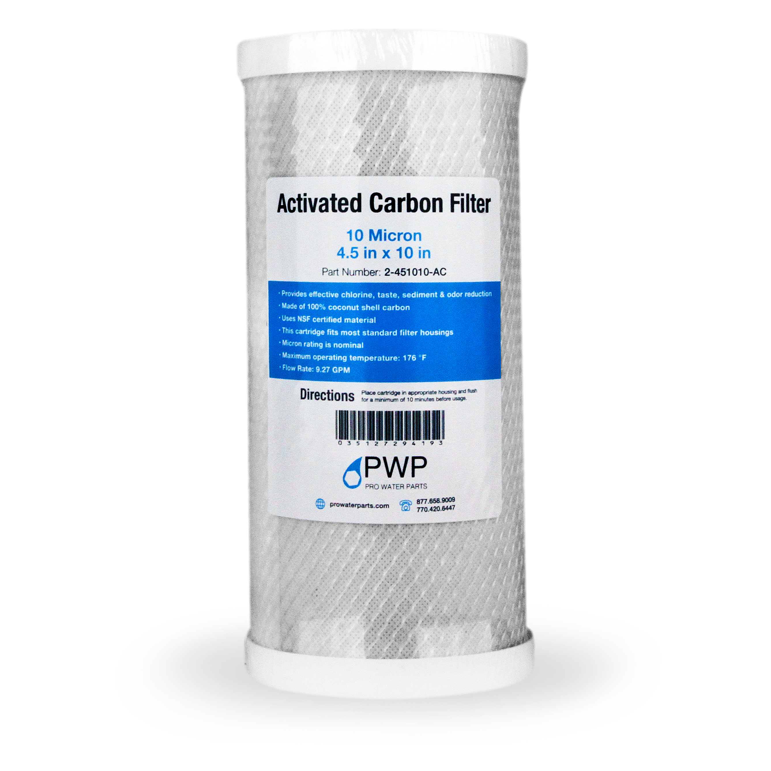 Whole House Big Blue Carbon Block Water Filter 5 Micron Coconut 4.5/" x 10/" 12PK