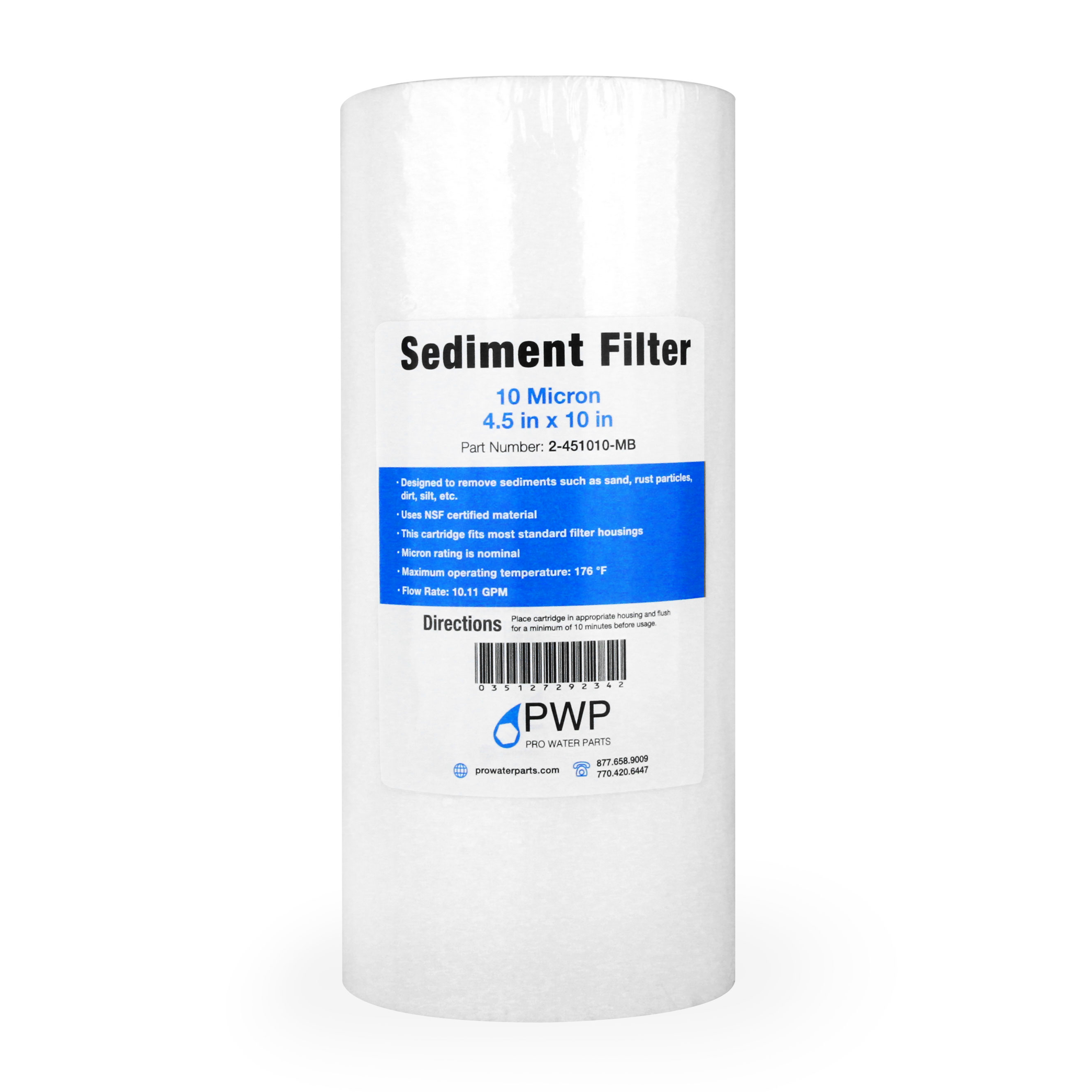 Sediment Melt Blown Water Filter 4.5x10" Jumbo 10 Micron 20 Pack