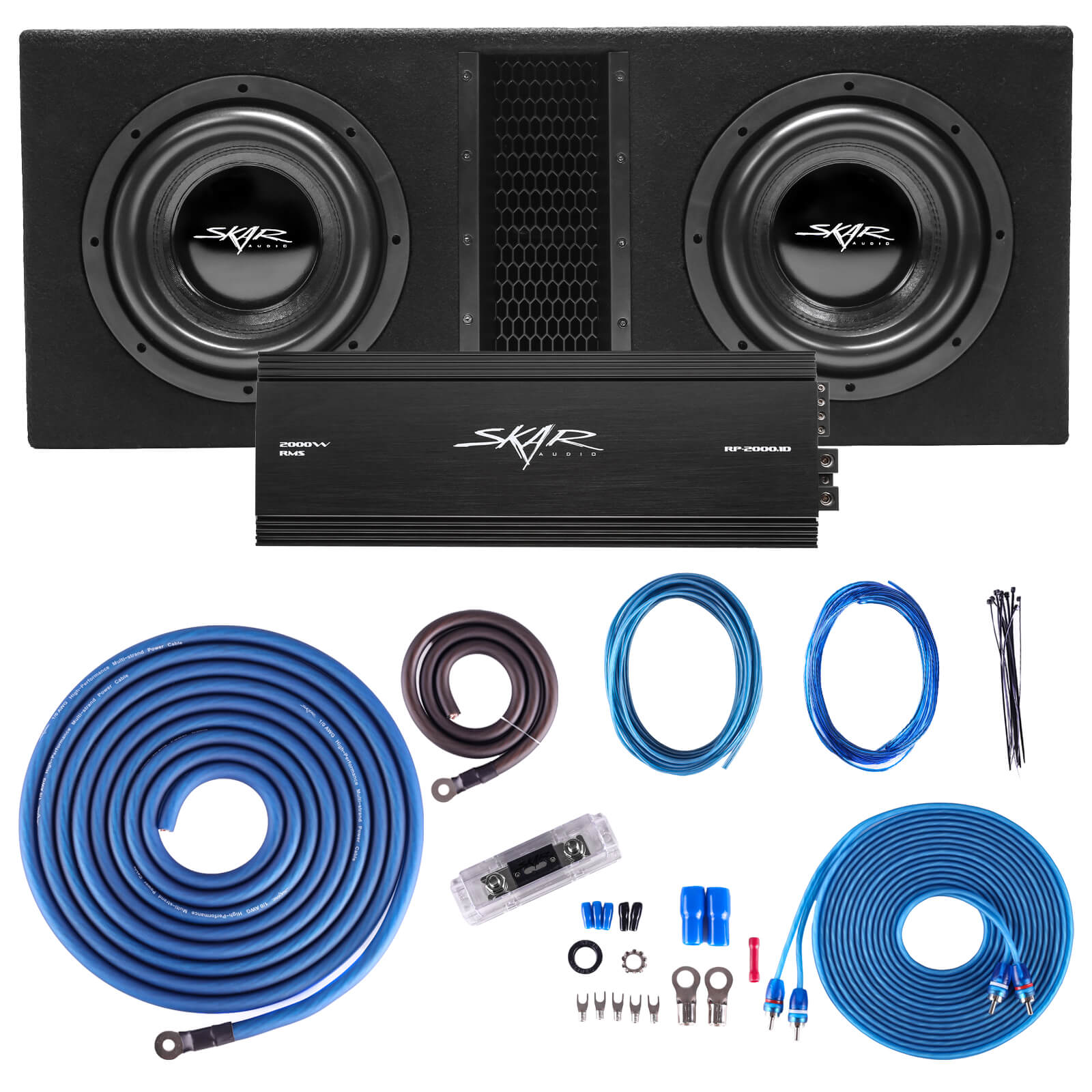 SKAR AUDIO DUAL 10" 4000 WATT EVL SERIES COMPLETE SUB BASS PACKAGE W