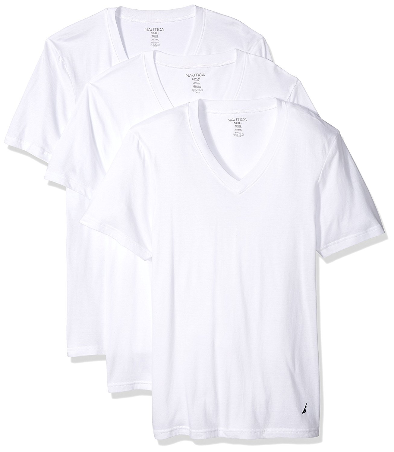 Nautica Men's 3Pack Cotton VNeck TShirt, White New, XLarge eBay