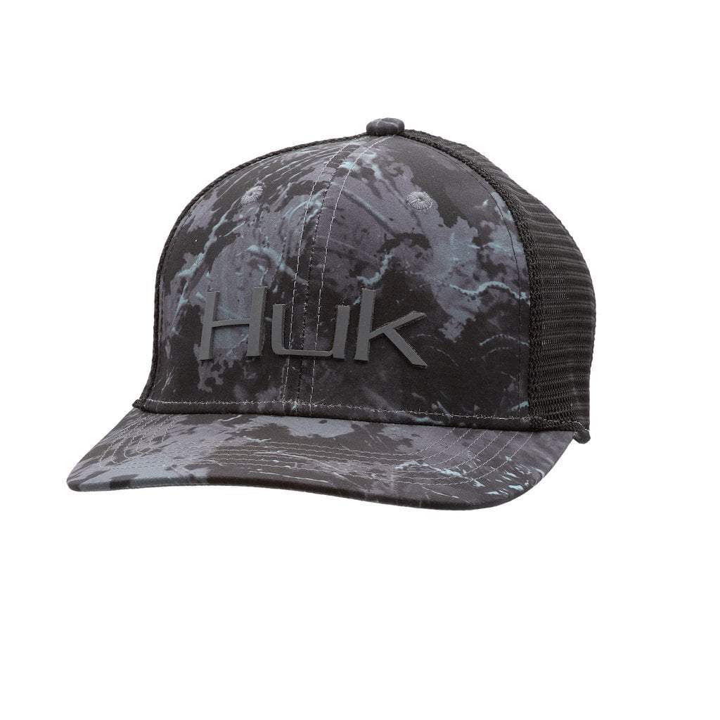 Huk Fishing Camo Trucker Stretch Fit Hat, Night Vision H3000186075