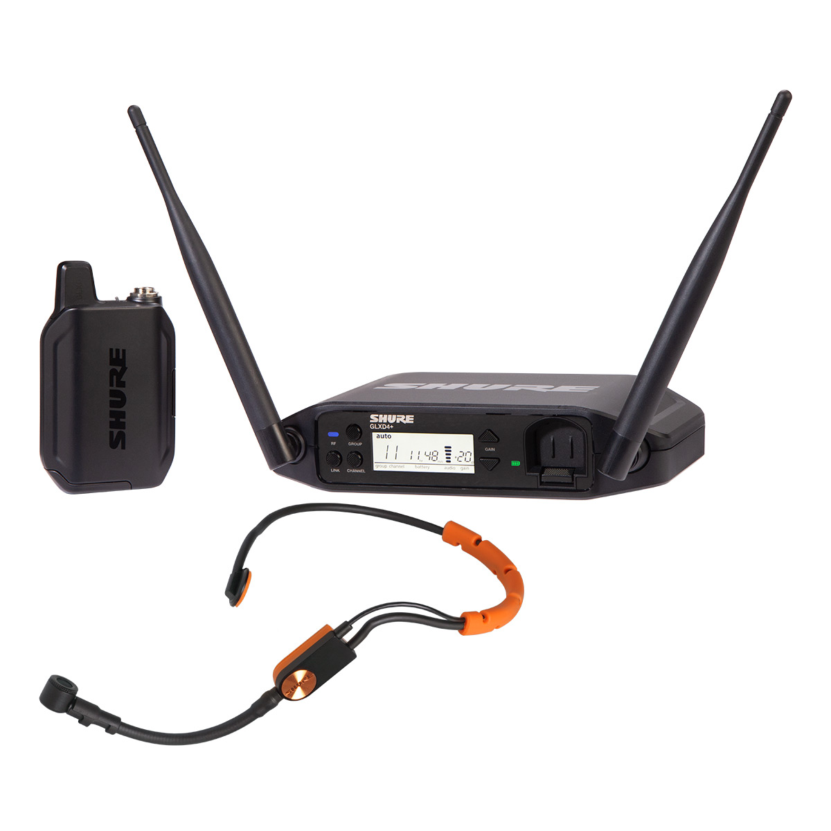 Shure GLXD14+/PGA31-Z3 Dual Band Wireless System with GLXD4+ Tabletop Receiver, GLXD1+ Bodypack Transmitter, & PGA31 Headset Con