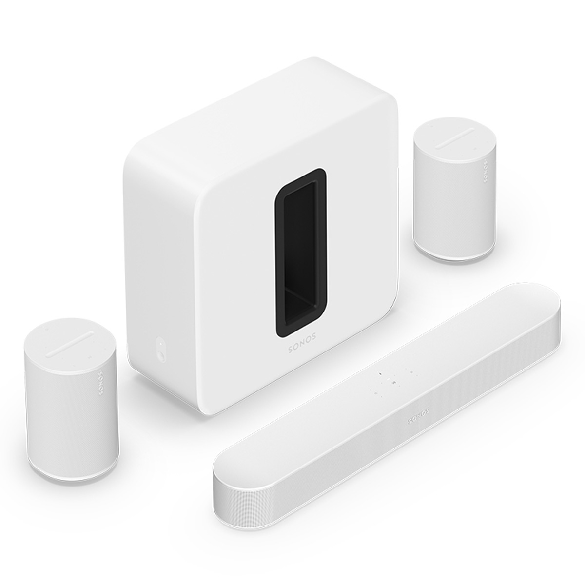 Sonos Premium Immersive Set with Beam (Gen 2) Soundbar, Sub Wireless Subwoofer (Gen 3), and Pair of Era 100 Wireless Smart Speak