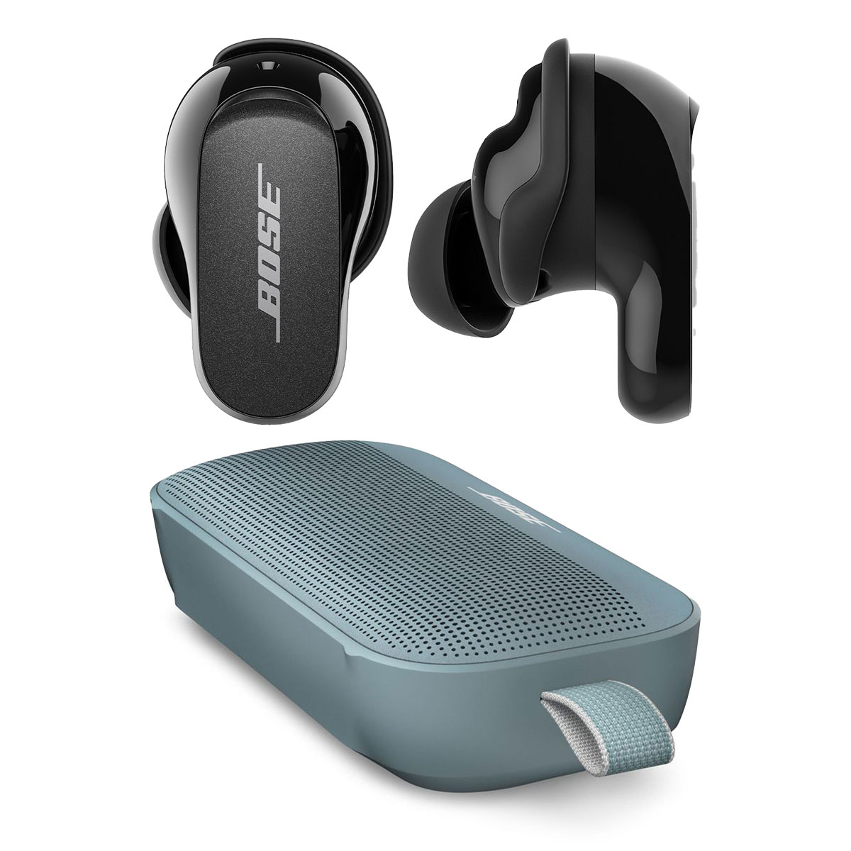 Bose QuietComfort Earbuds II True Wireless with Personalized Noise Cancellation (Triple Black) Bose SoundLink Flex Bluetooth Por