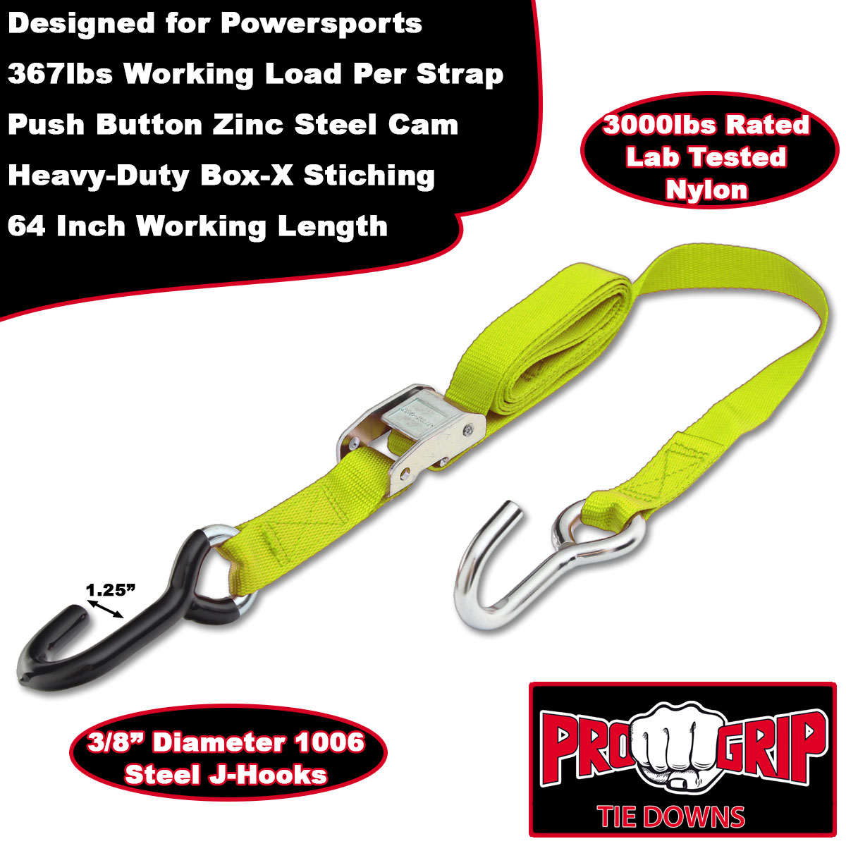 Progrip Powersports Motorcycle Tie Down Straps Lab Tested (2 Pack) - Picture 13 of 13