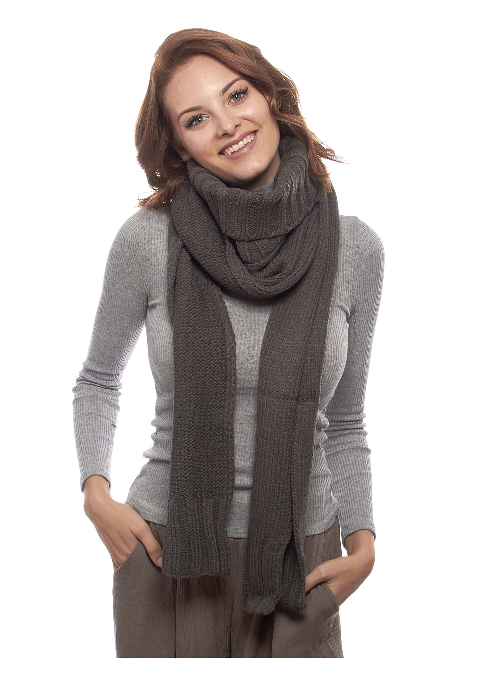 Winter Knit Scarf with attached Turtleneck Cowl