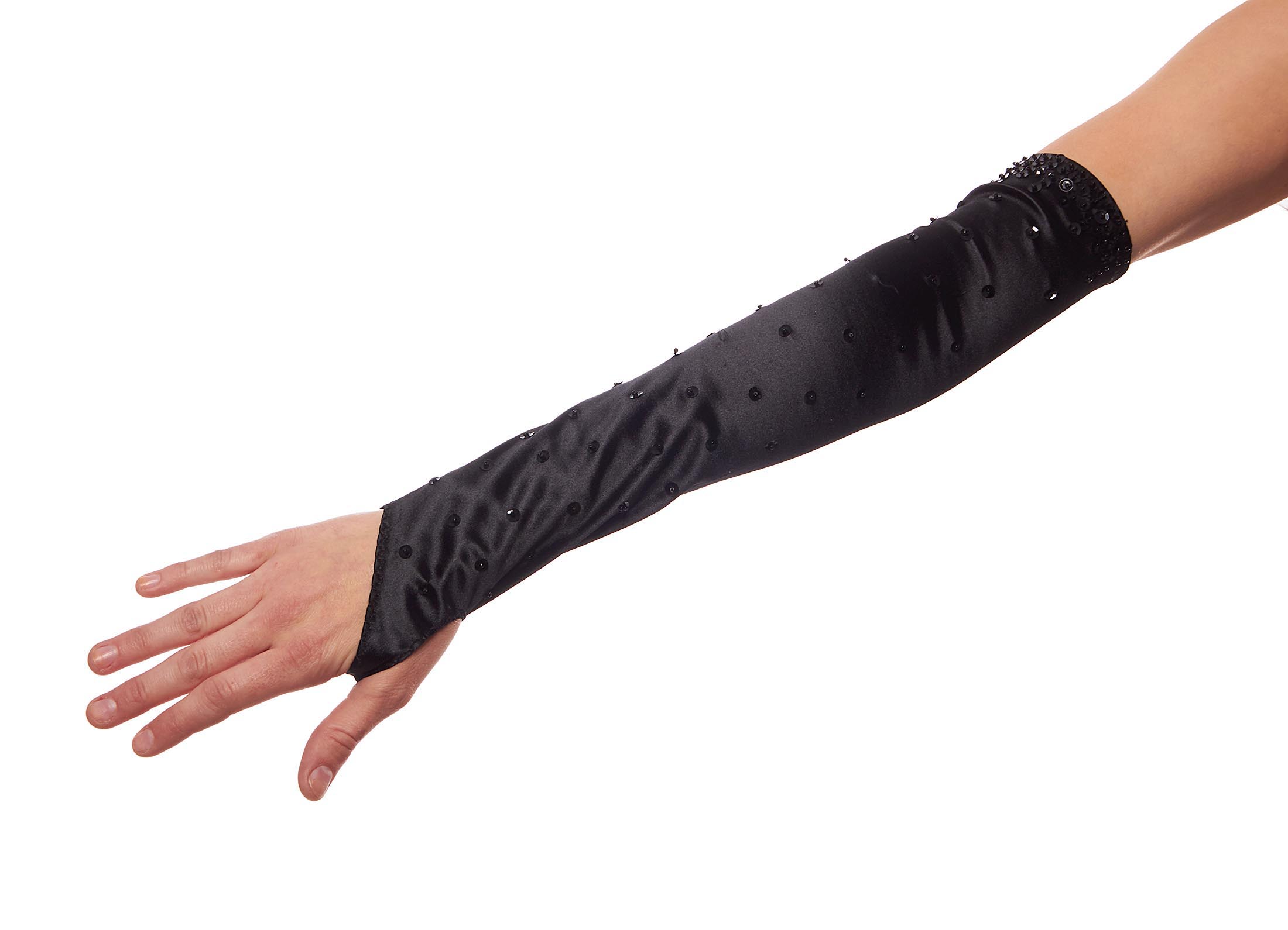 thumbnail image 2 of Fingerless Long Gloves Elbow Length Satin Gloves Opera Evening Party For Women 2 of 11